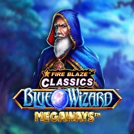 Logo of Fire Blaze Blue Wizard Megaways from Rarestone Gaming at Instaspin Casino